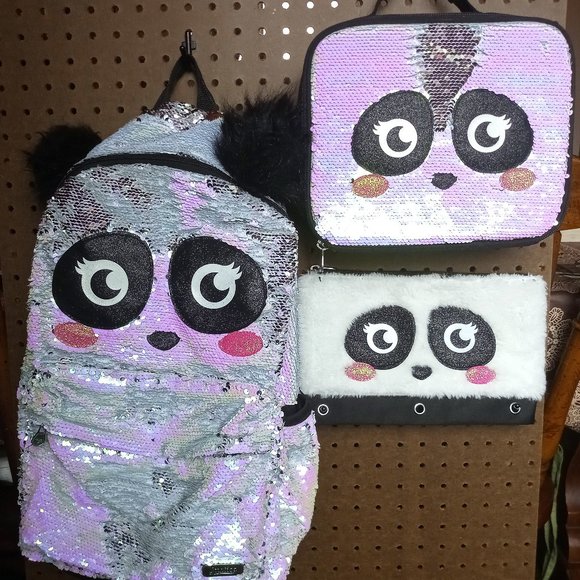 justice panda backpack set